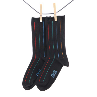 Crönert, 27404 longitudinal strips Men`s Socks, black
